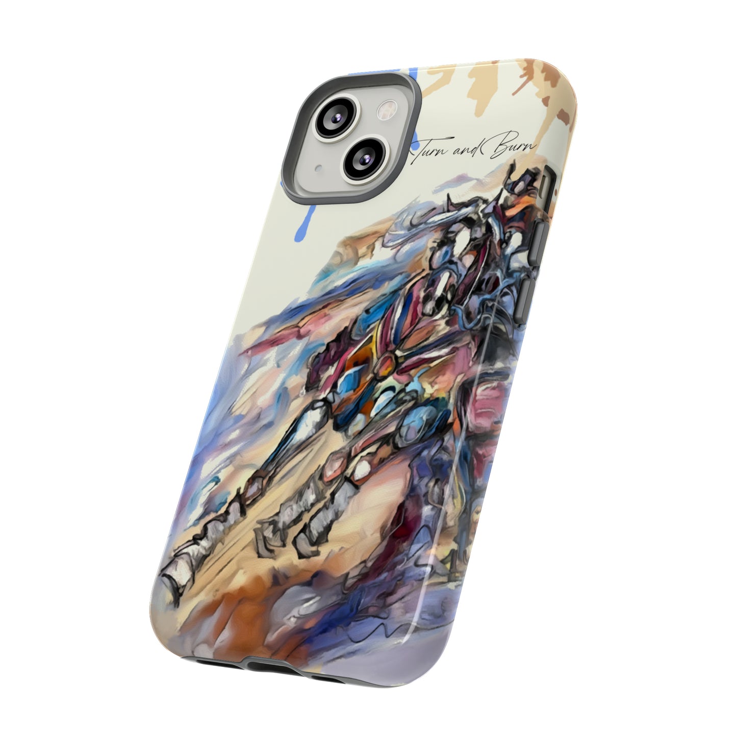 Barrel Racer Art Turn and Burn Watercolor Horse Horse Lover Gift Study Tough Case Phone Case.