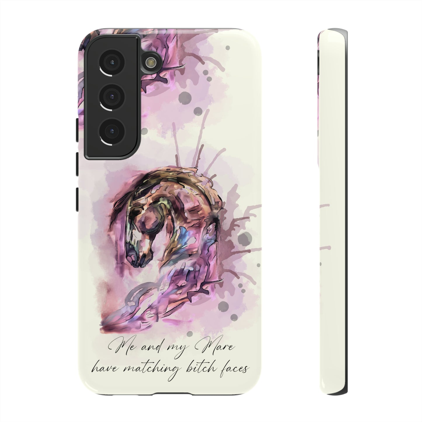 Swearing Mare Watercolor Horse .Horse Lover Gift Study Tough Case Phone Case.