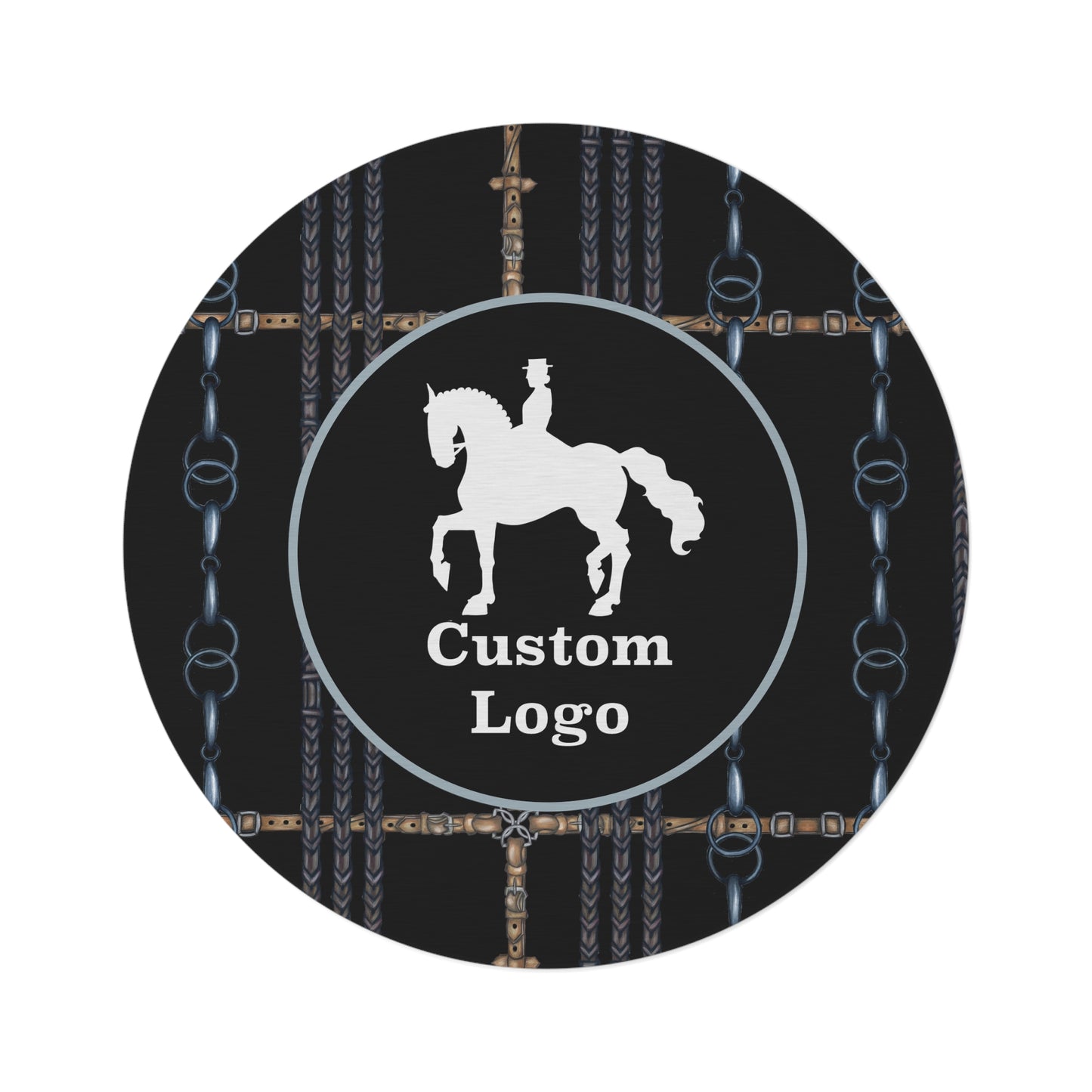 Custom Logo Minimalistic Equestrian Bit Round Rug