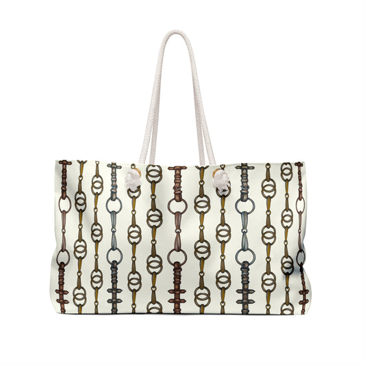 Linear Bit Pattern Canvas Weekender Bag