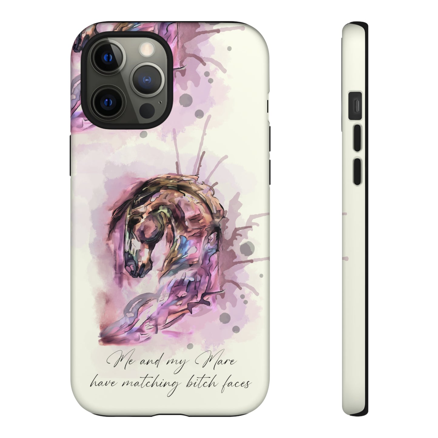 Swearing Mare Watercolor Horse .Horse Lover Gift Study Tough Case Phone Case.