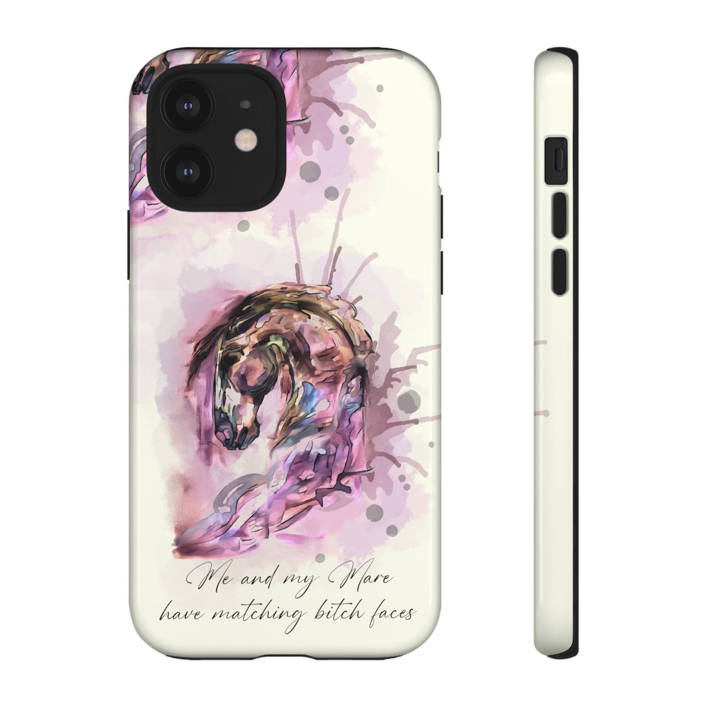 Swearing Mare Watercolor Horse .Horse Lover Gift Study Tough Case Phone Case.