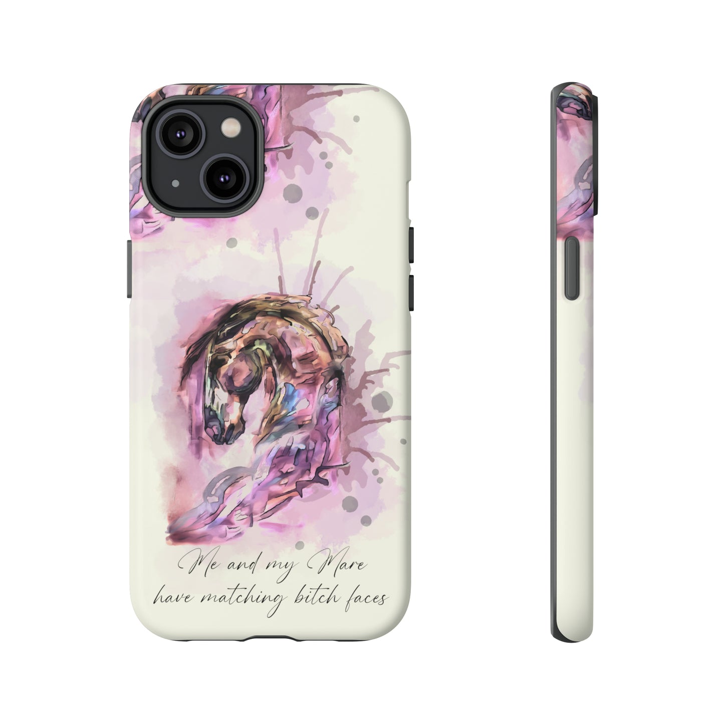 Swearing Mare Watercolor Horse .Horse Lover Gift Study Tough Case Phone Case.