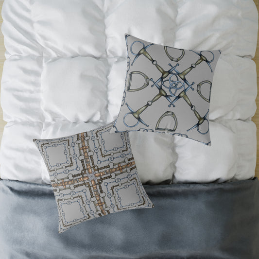 Snaffle Bit Equestrian Home Decor. Hunter Jumper Dressage Bit and Reins Pillow. My original Artwork printed on a pillow. 101 Bits co