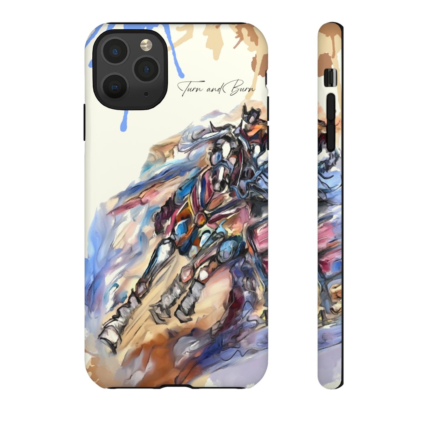 Barrel Racer Art Turn and Burn Watercolor Horse Horse Lover Gift Study Tough Case Phone Case.