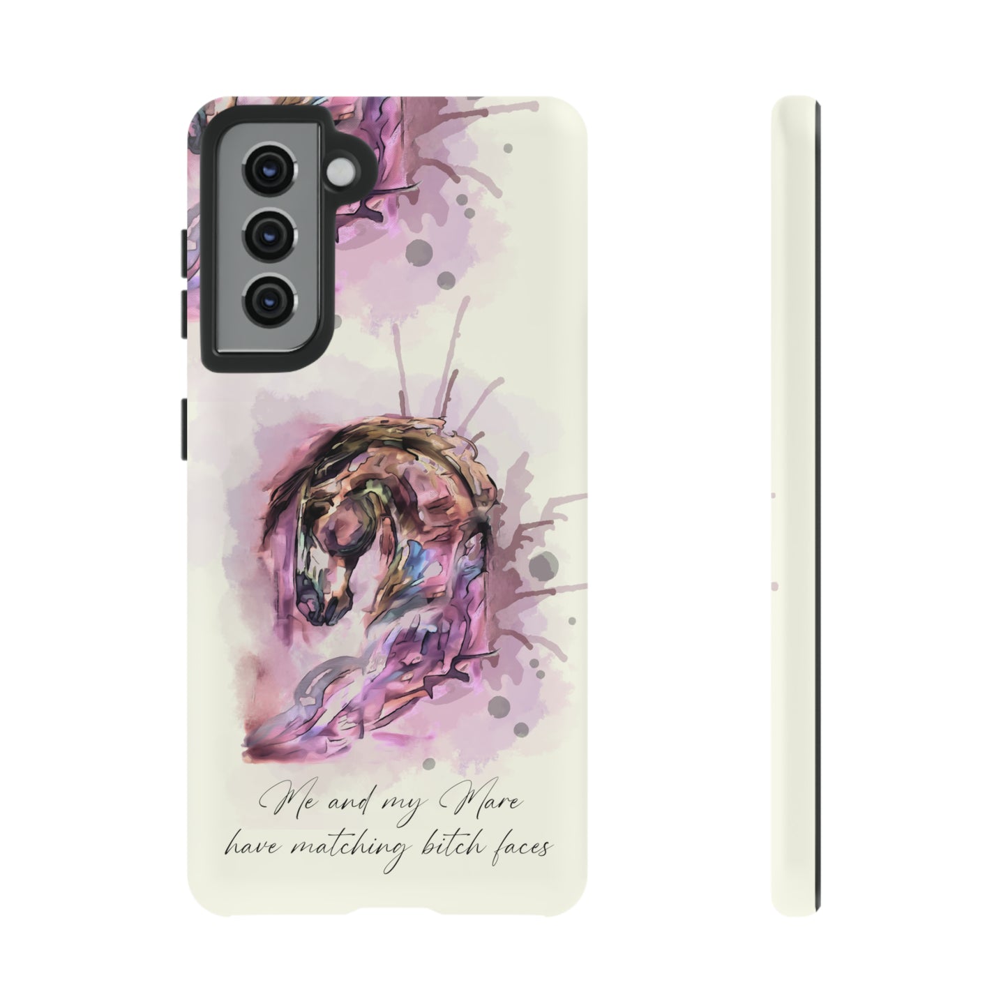 Swearing Mare Watercolor Horse .Horse Lover Gift Study Tough Case Phone Case.