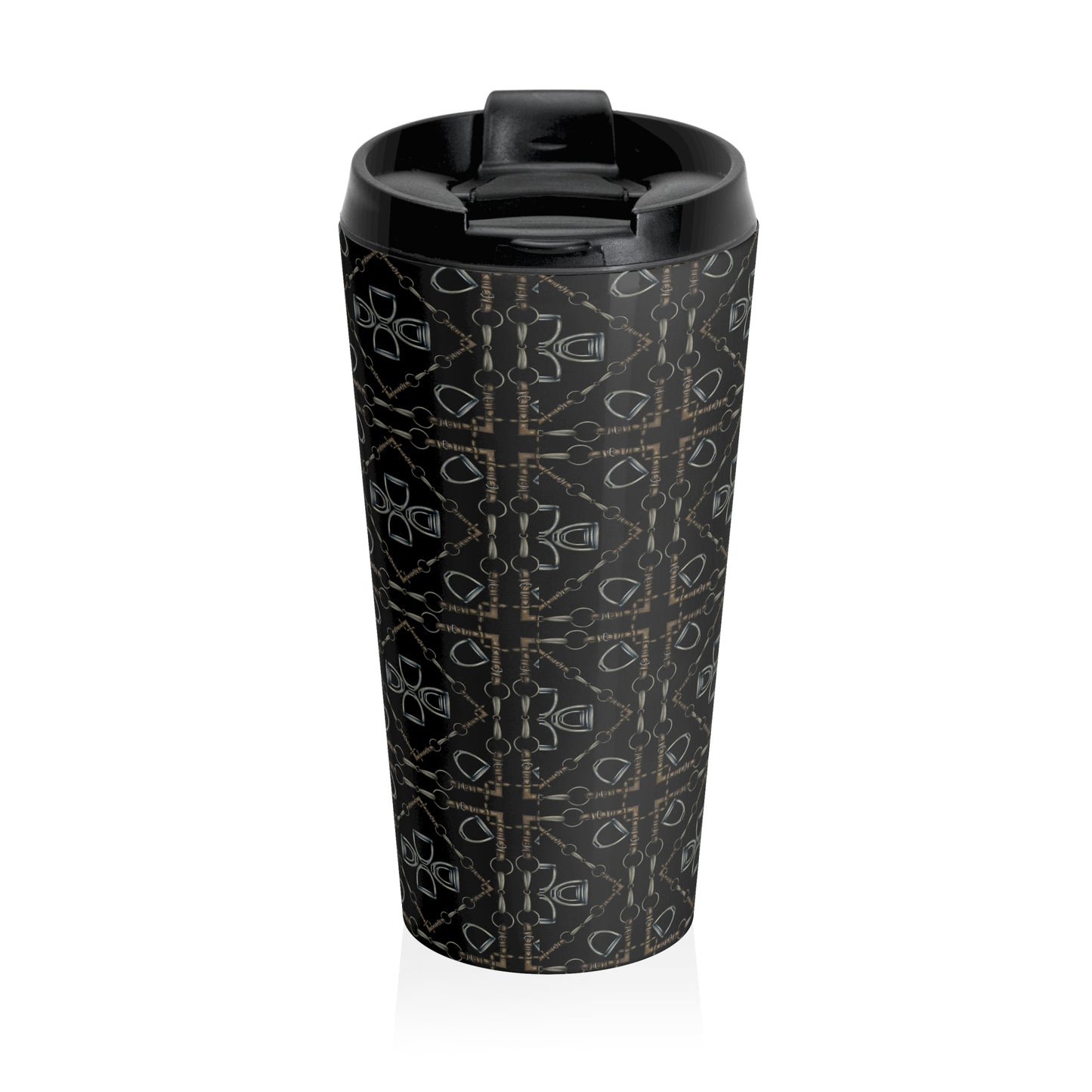 Customizable Geometric Bit Black Stainless Steel Travel Mug