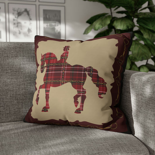 Christmas Piaffe Plaid Dressage Double sided equestrian bit pattern Polyester PILLOW CASE  Pillow Cover 24x24