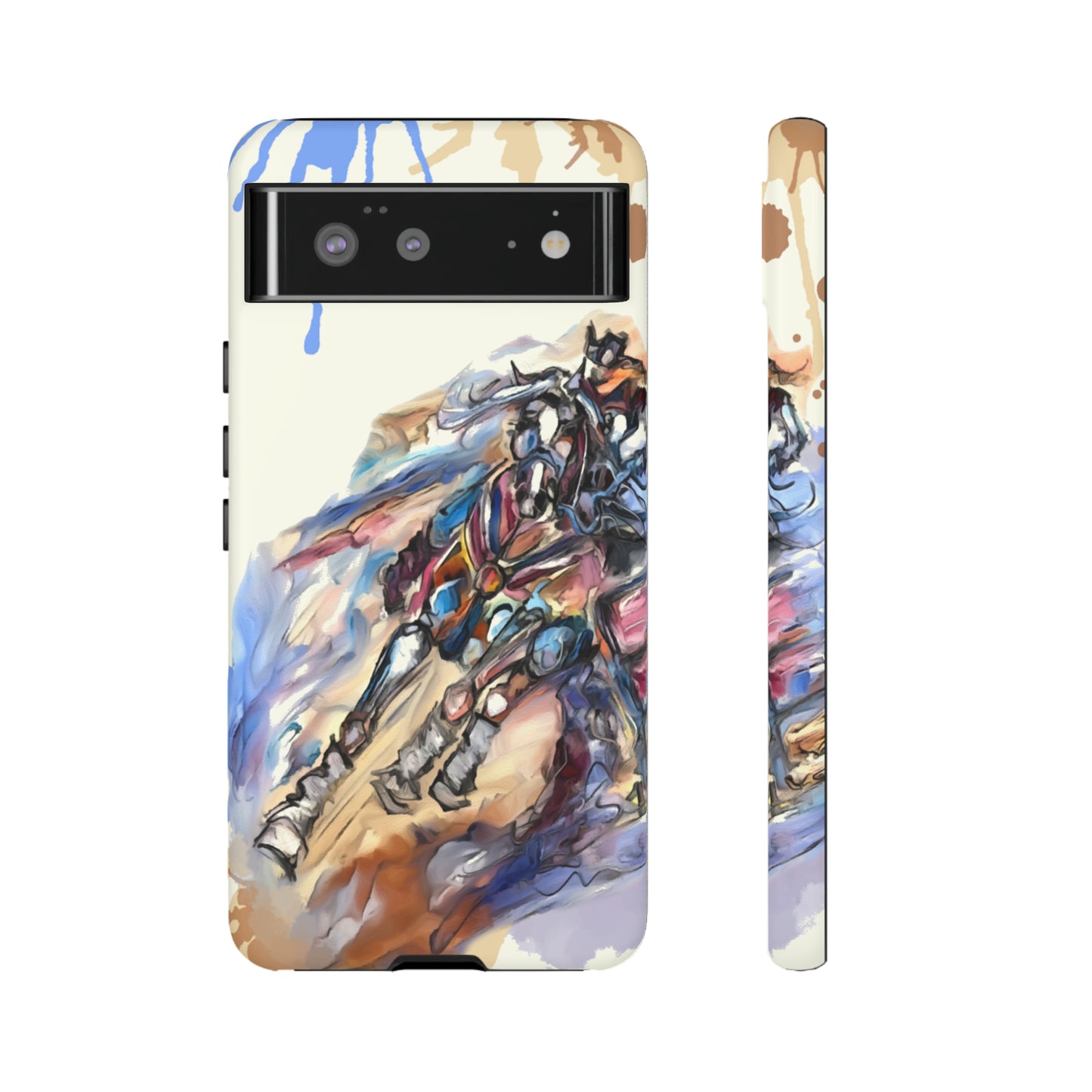 Barrel Racer Art Turn and Burn Watercolor Horse Horse Lover Gift Study Tough Case Phone Case.