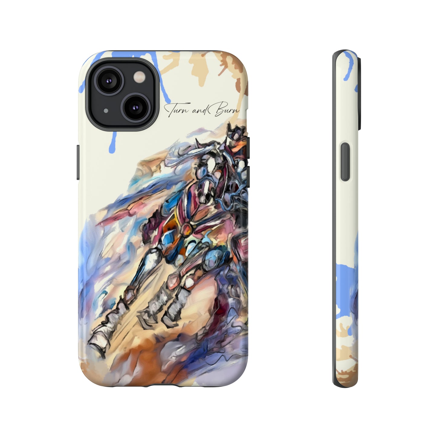 Barrel Racer Art Turn and Burn Watercolor Horse Horse Lover Gift Study Tough Case Phone Case.