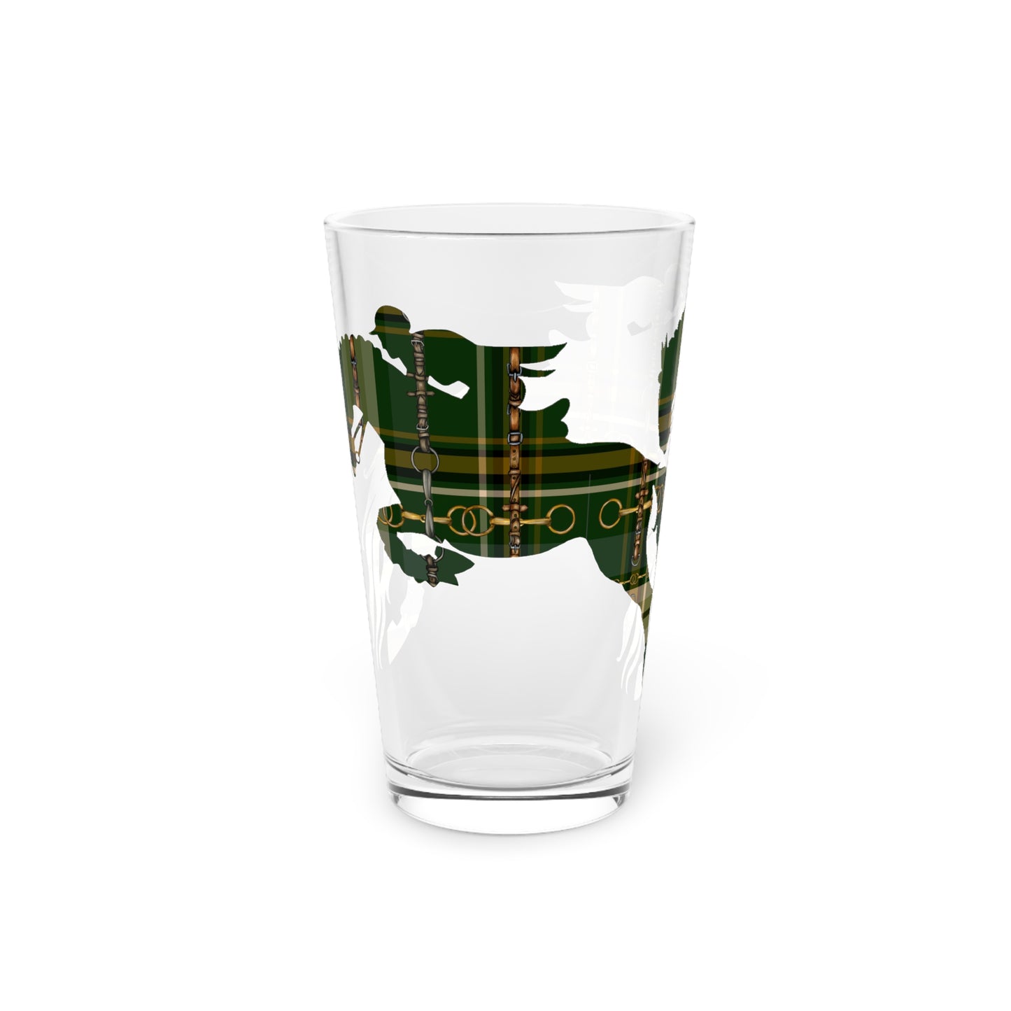 JUMPING HORSE PLAID Pint Glass, 16oz