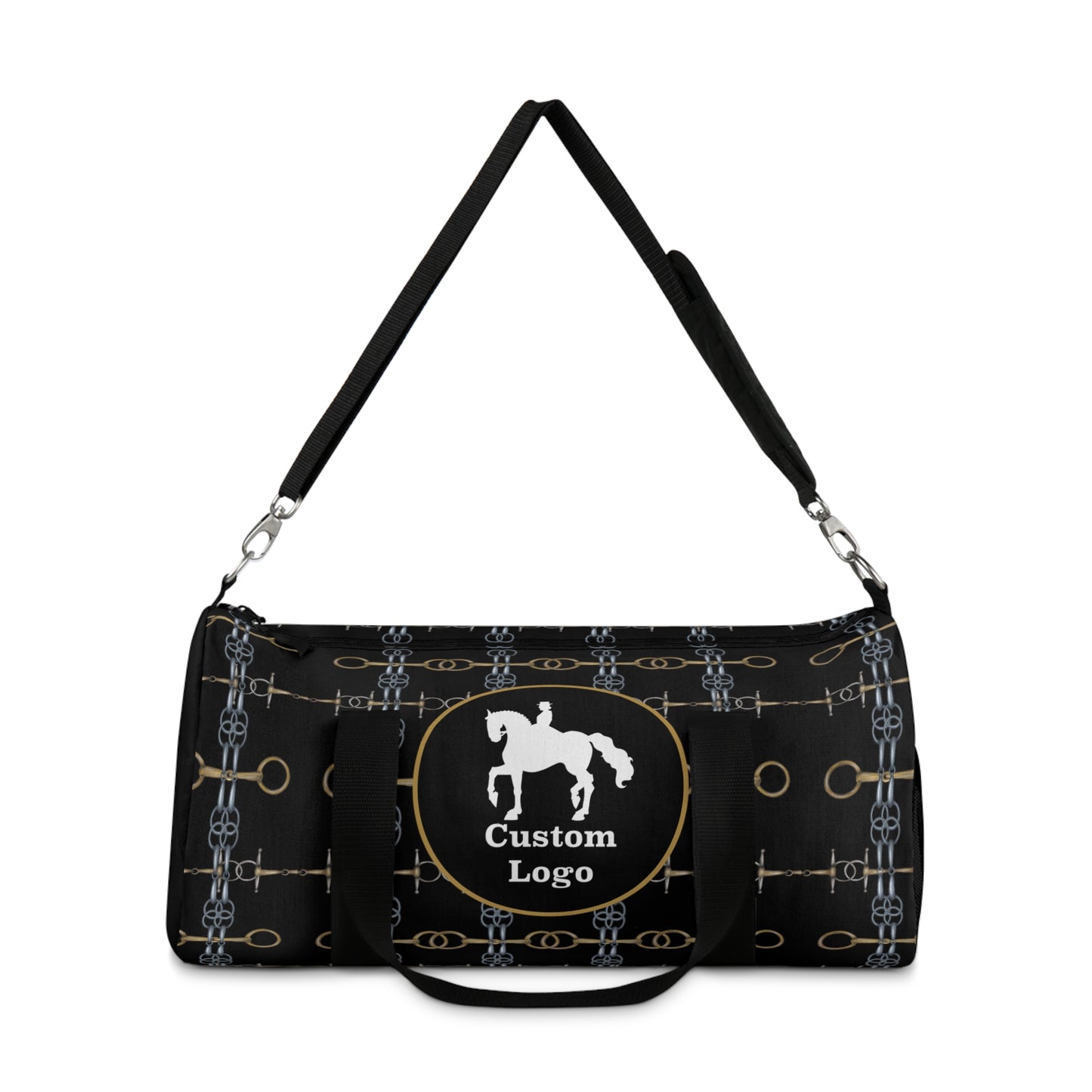 Customizable Bit Pattern Black Duffel Bag