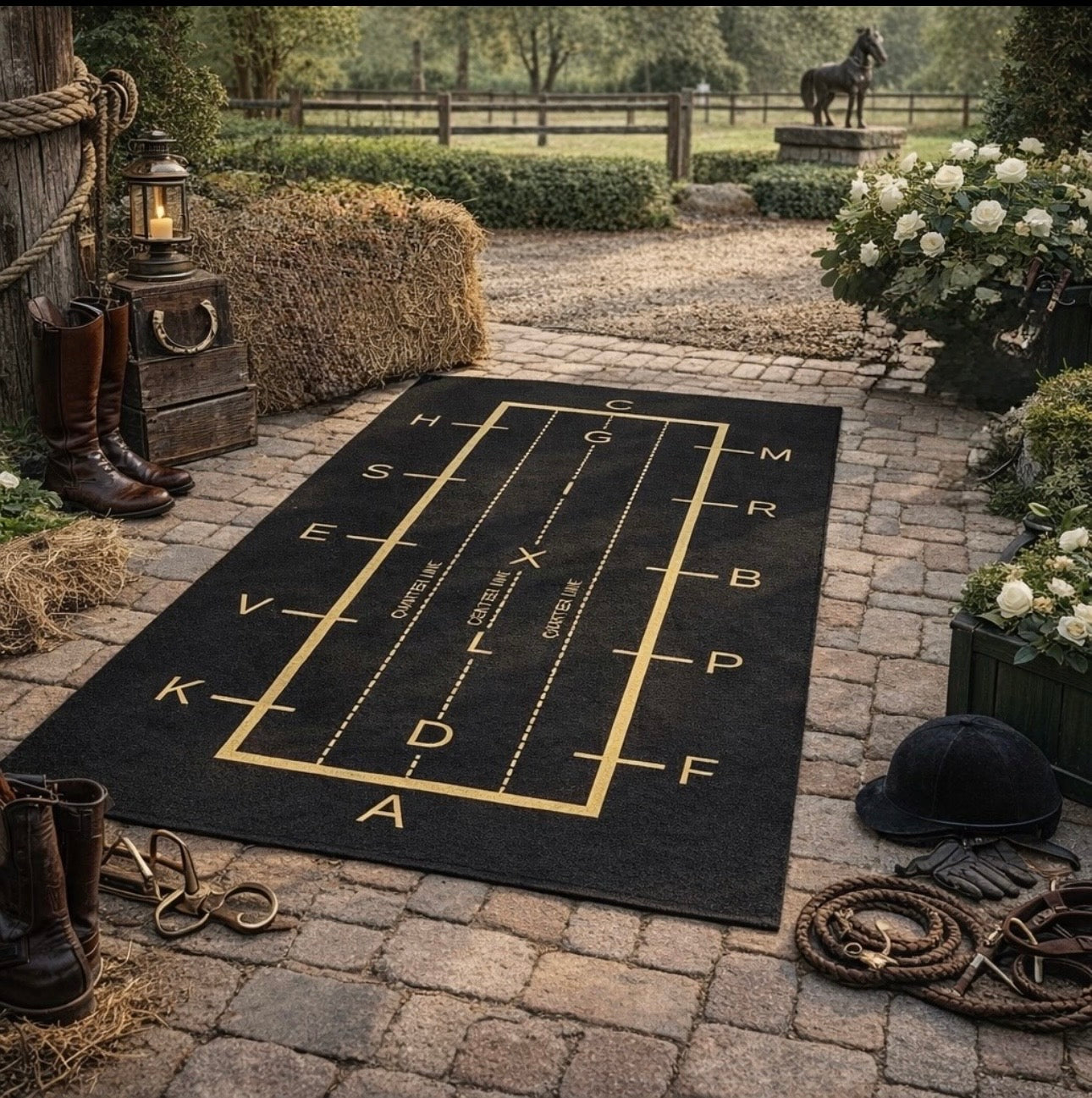 Dressage Arena Rug - 5x7 outdoor rug- Tack Room Rug - Horse Lovers Gift - Practice your Test Dressage Rug