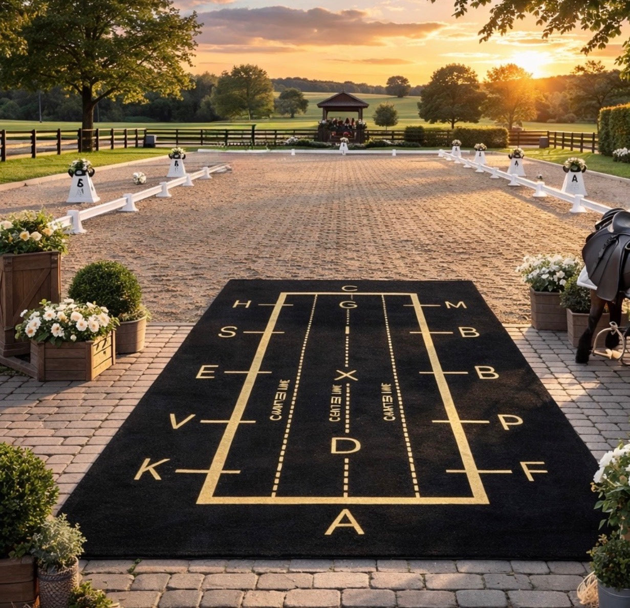 Dressage Arena Rug - 5x7 outdoor rug- Tack Room Rug - Horse Lovers Gift - Practice your Test Dressage Rug