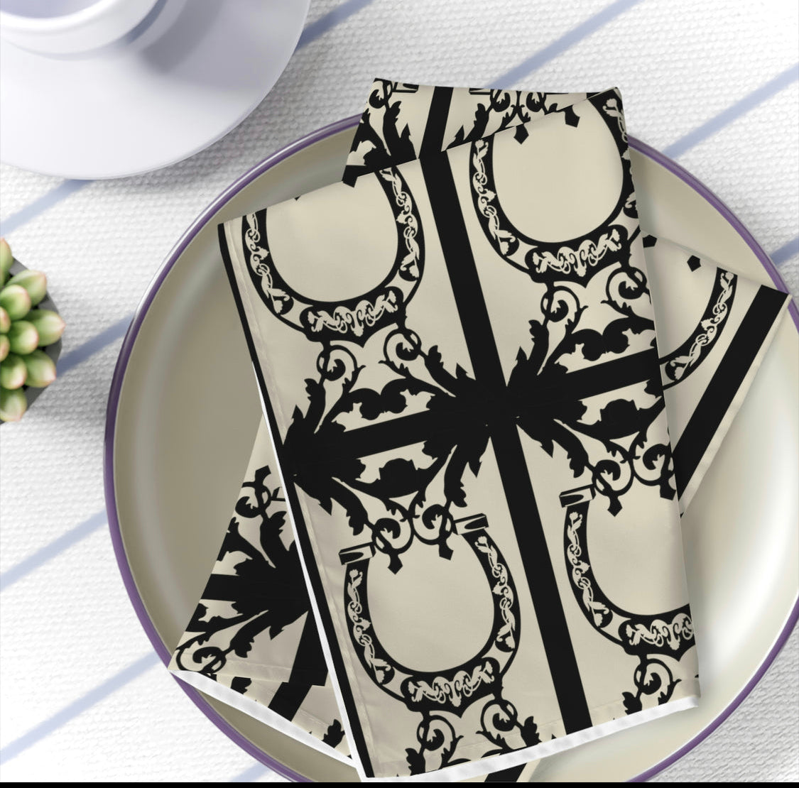 Equestrian Horse Shoe Design Cream Napkins (5 sets) 20 napkins