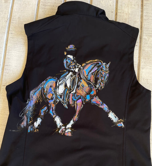 Hand Painted Baroque/Friesian Dressage Soft Shell Vest, Custom Embroidery Available