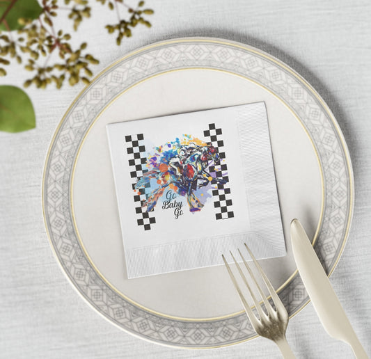 A Race Horse Kentucky Derby Run for the Roses Preakness triple Crown White Coined Napkins