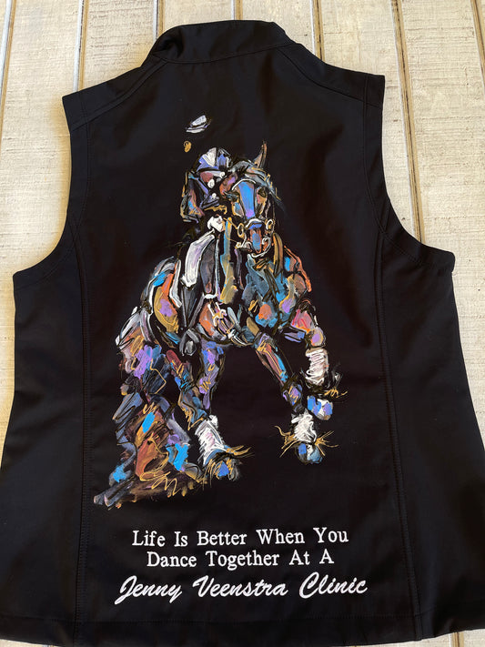 Hand Painted Baroque/Friesian Dressage Soft Shell Vest, Custom Embroidery Available