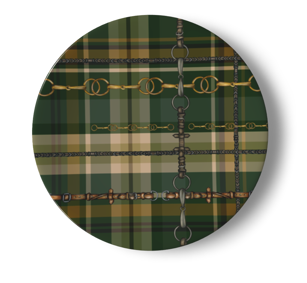 Hunter Green Plaid Equestrian Bit China Plates