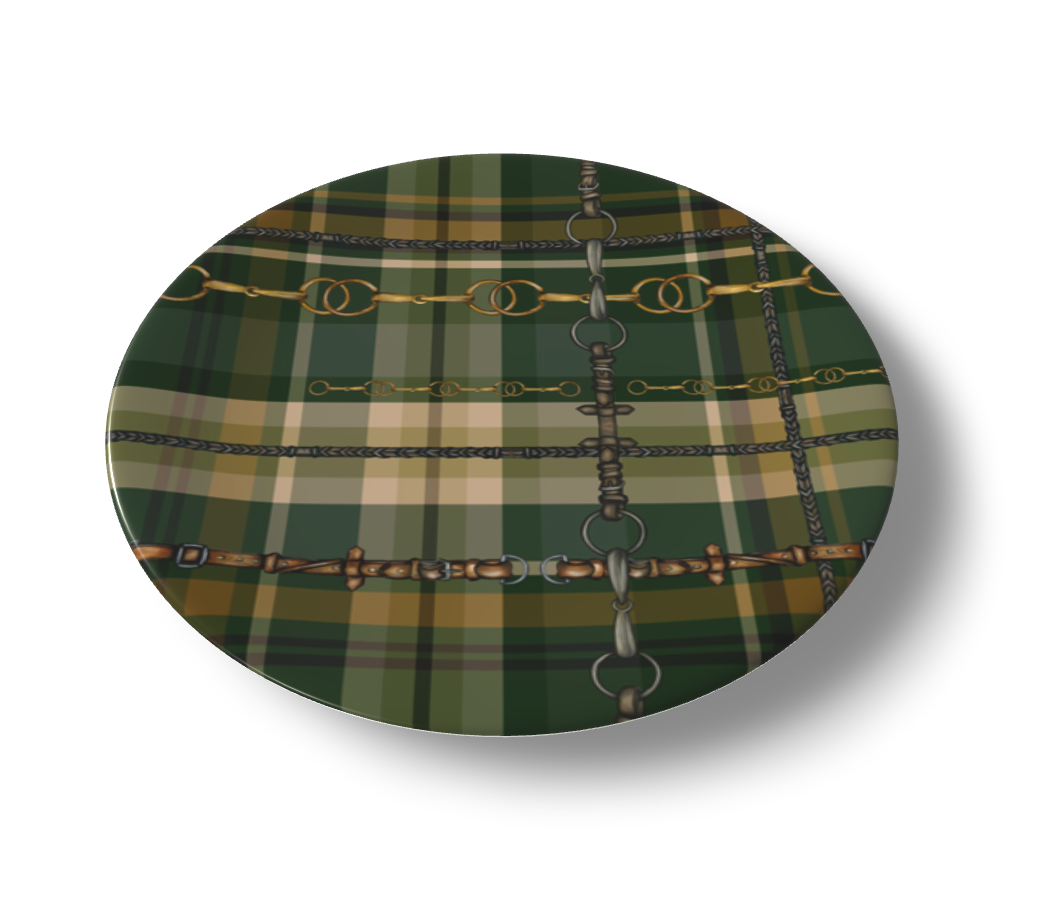 Hunter Green Plaid Equestrian Bit China Plates