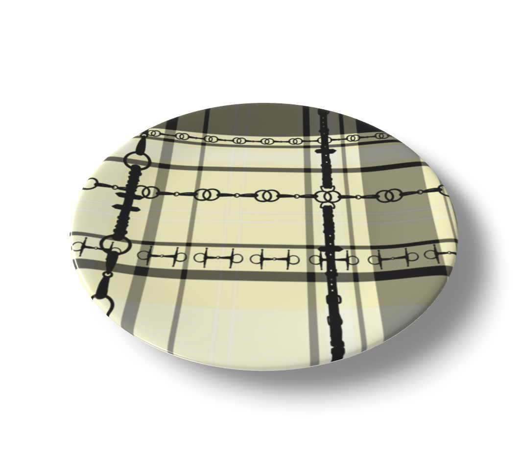 Ivory and Black Plaid Equestrian Bit China Plates