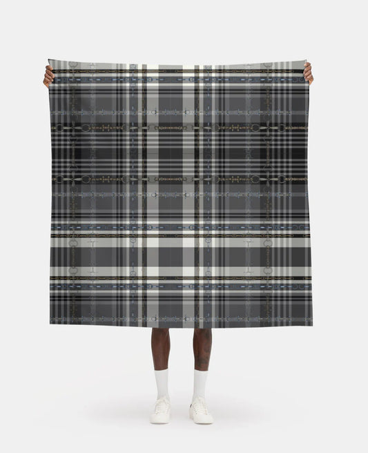 Black and Gray Equestrian Plaid Fabric Luxury Equine Art for Custom Home Decor and Sewing Projects 42x36 inches Pure Cotton