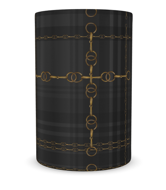 Black and Gold  Luxury Wine Cooler, Equestrian Bit Plaid
