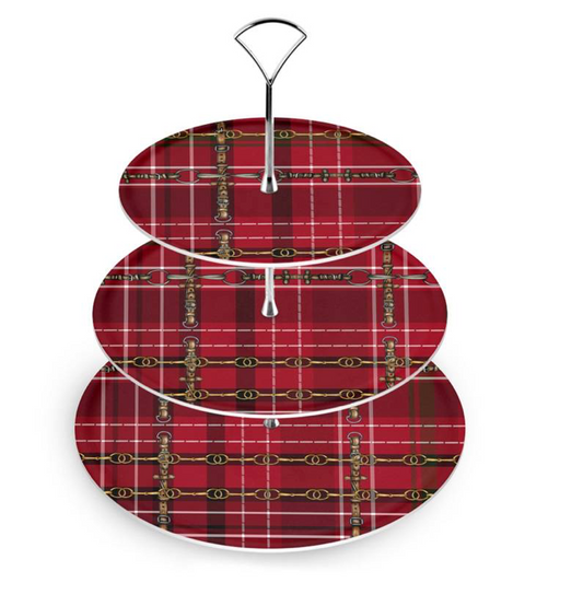 Traditional Christmas Red Equestrian Plaid Party Platter