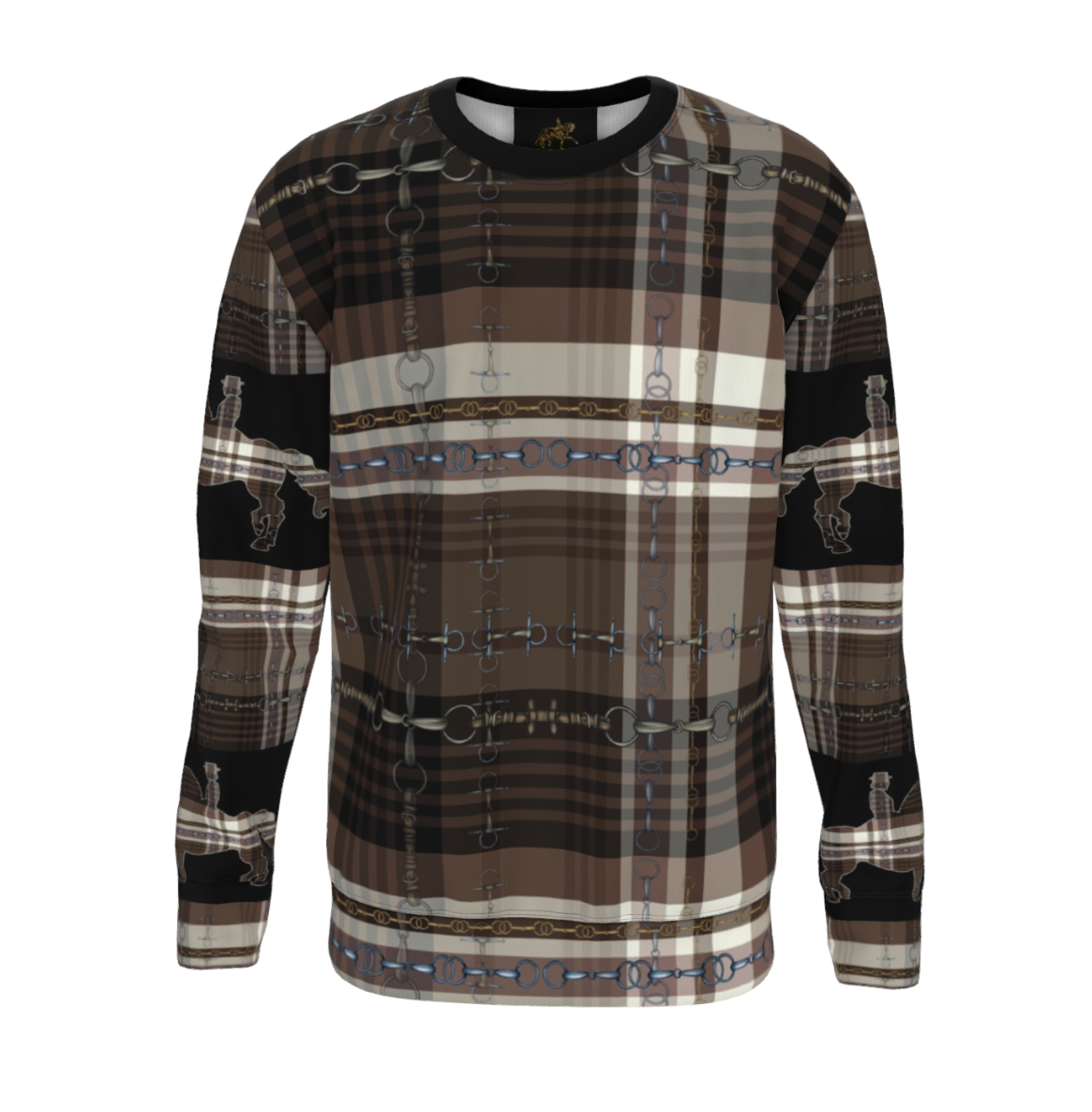 Brown and Black Equestrian Random Bit Motif Sweatshirt