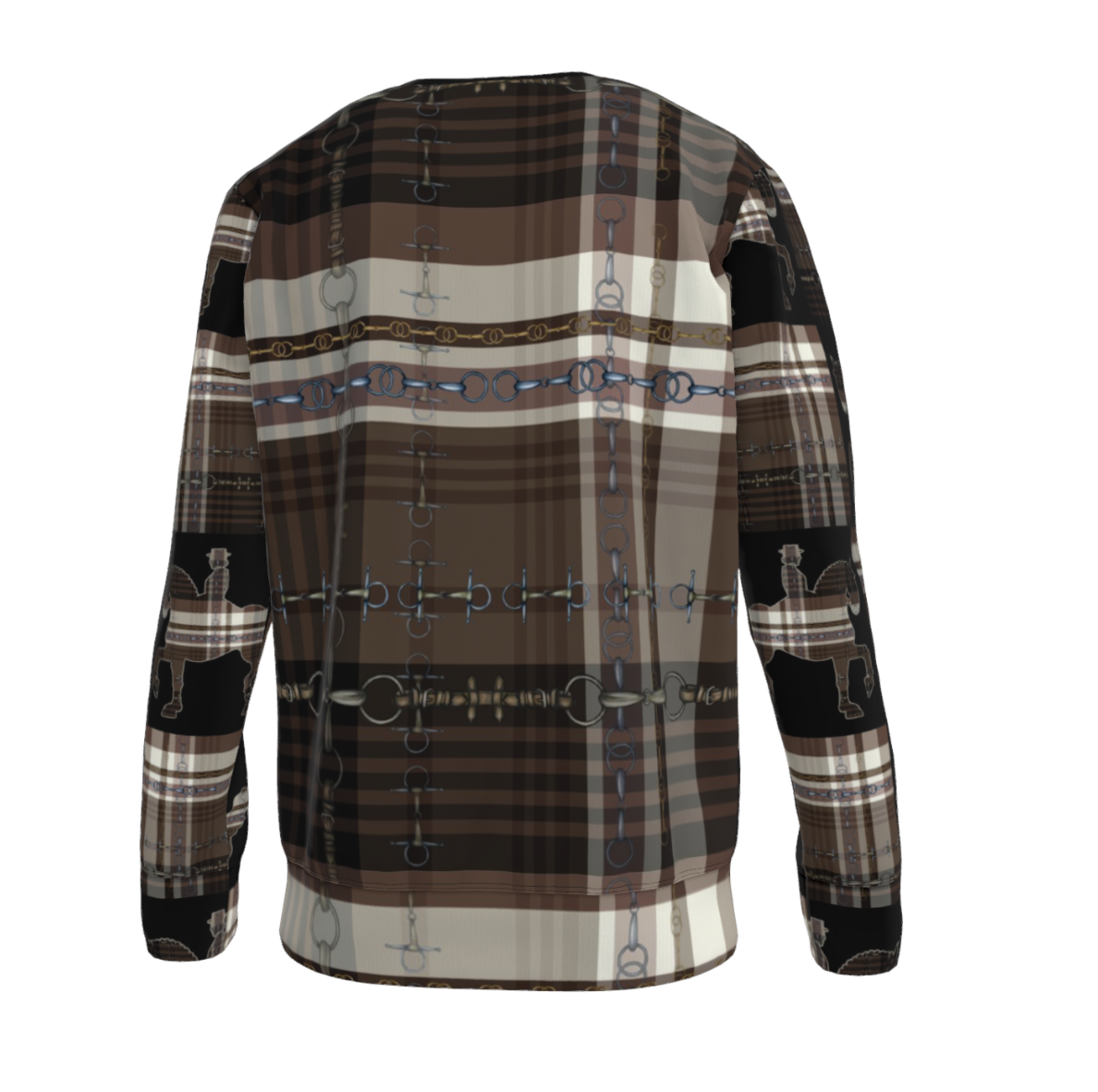 Brown and Black Equestrian Random Bit Motif Sweatshirt