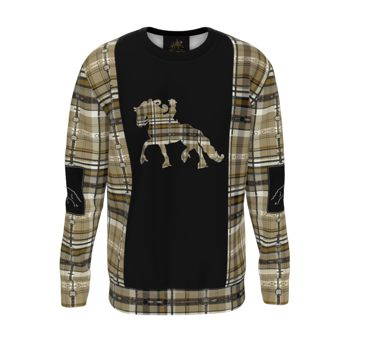 Jenny Veenstra Yellow Ochre  Equestrian Plaid Sweatshirt