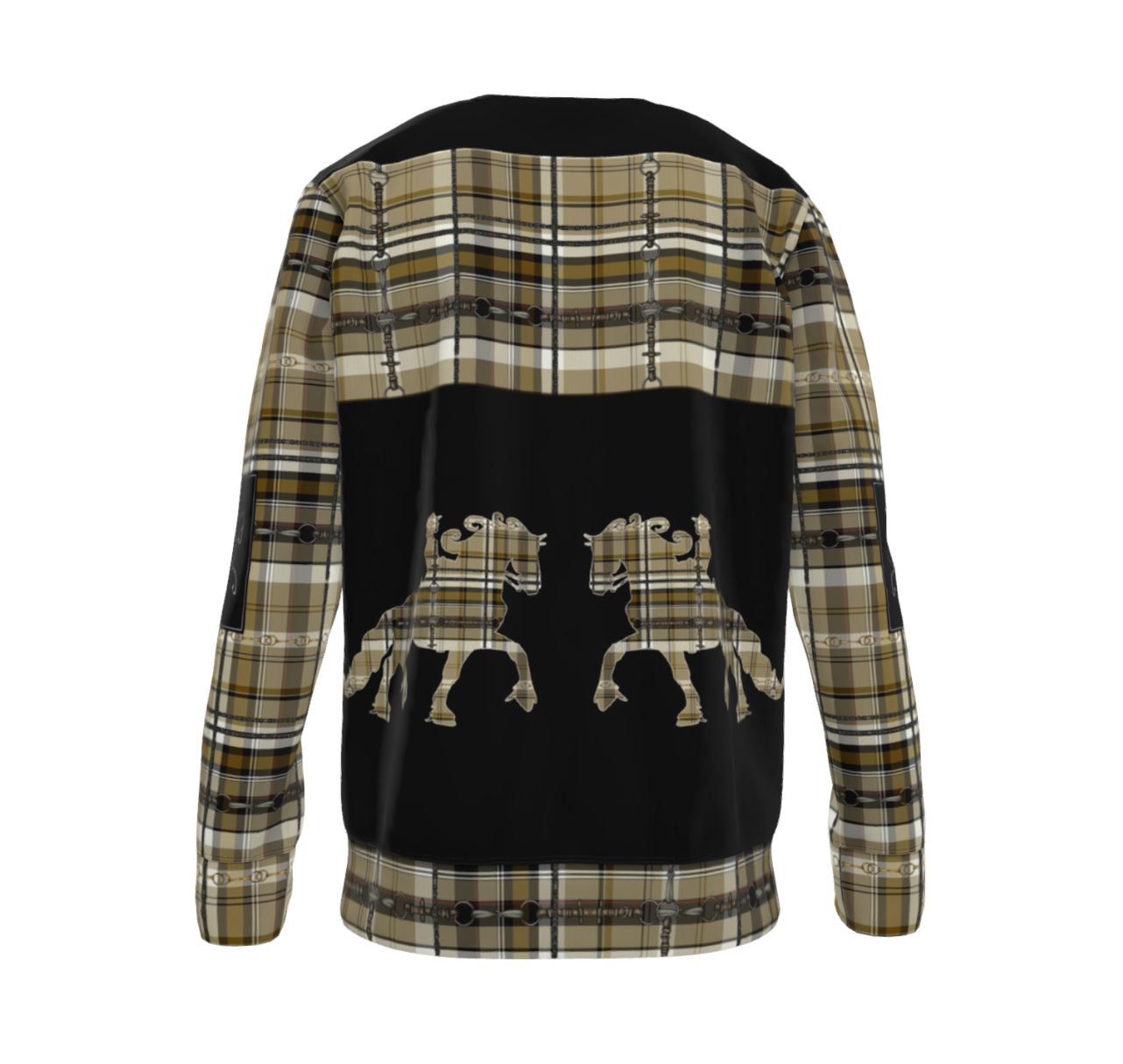 Jenny Veenstra Yellow Ochre  Equestrian Plaid Sweatshirt