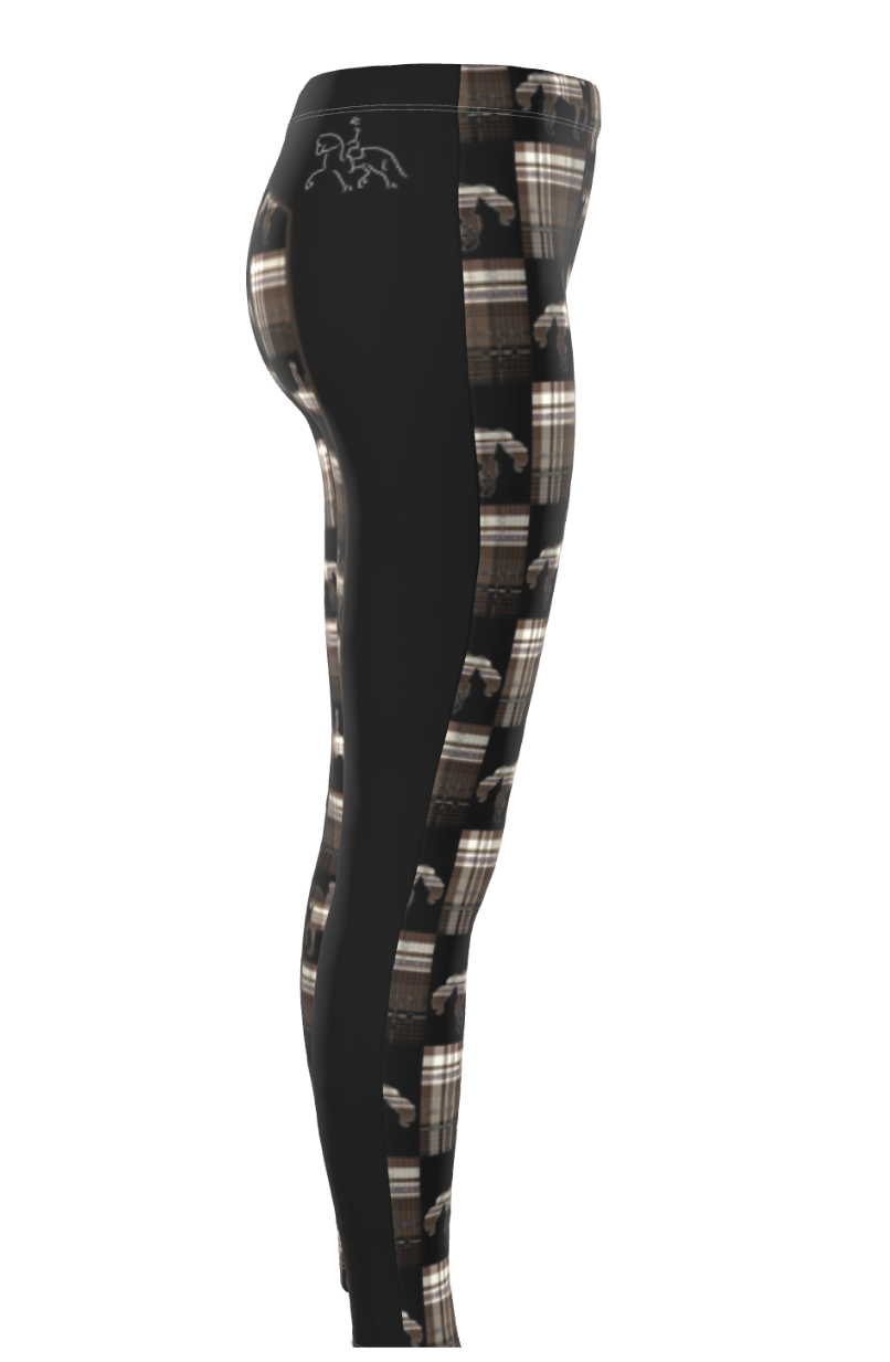 Jenny Veenstra Black and Brown Piaffe Plaid Equestrian Bit Faux Full Seat fashion Leggings