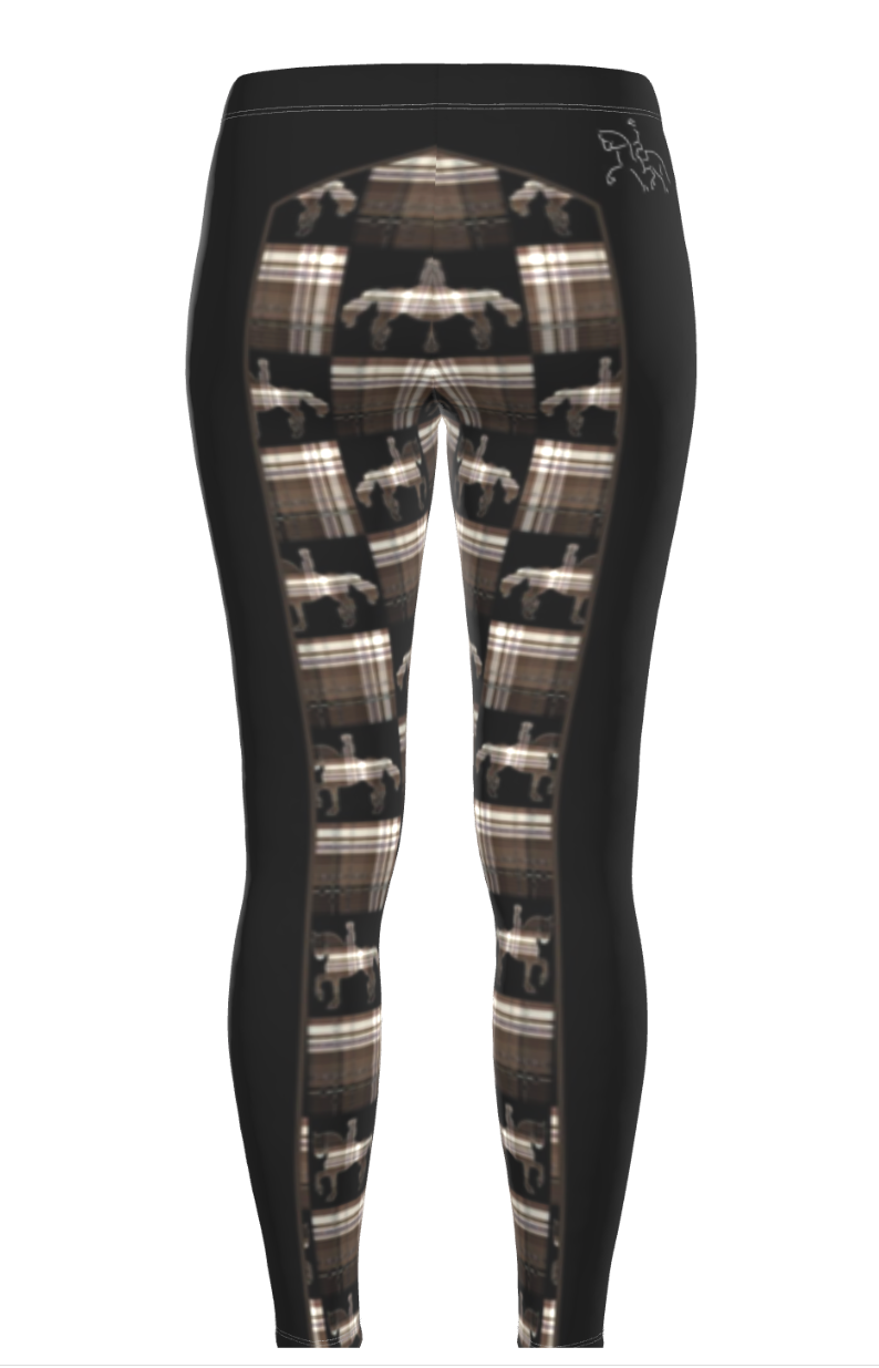 Jenny Veenstra Black and Brown Piaffe Plaid Equestrian Bit Faux Full Seat fashion Leggings