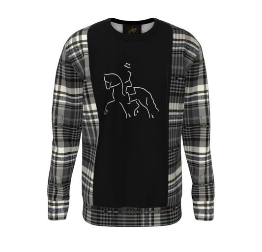Jenny Veenstra Black and Gray  Equestrian Plaid Sweatshirt