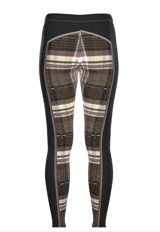 Jenny Veenstra Black and Brown  Piaffe Plaid Equestrian Bit Faux Full Seat Riding fashionLeggings