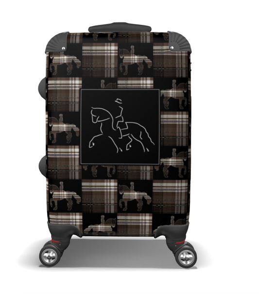 Jenny Veenstra Black and Brown Checkered Equestrian Style Suitcase