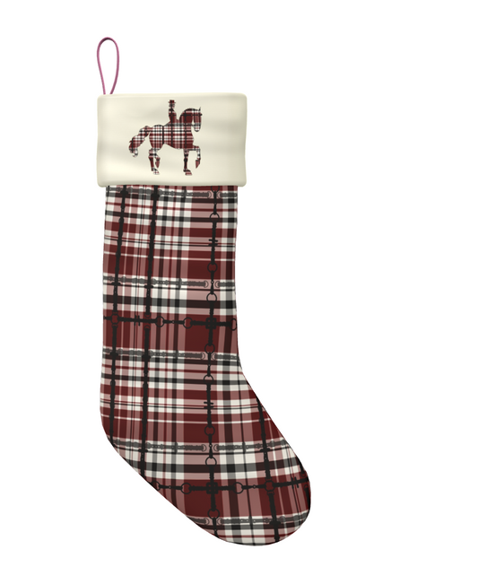 Red Equestrian Plaid  Christmas Stocking