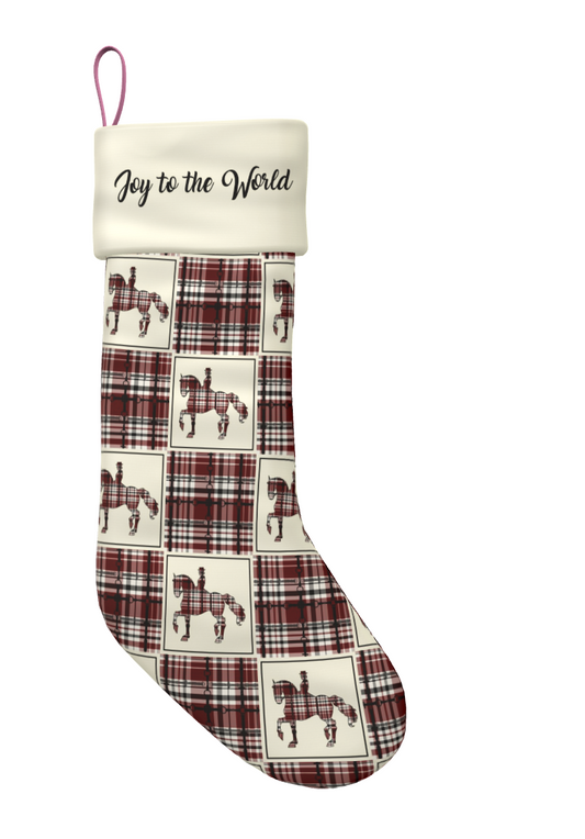 Red and Ivory Traditional Equestrian Christmas Stocking