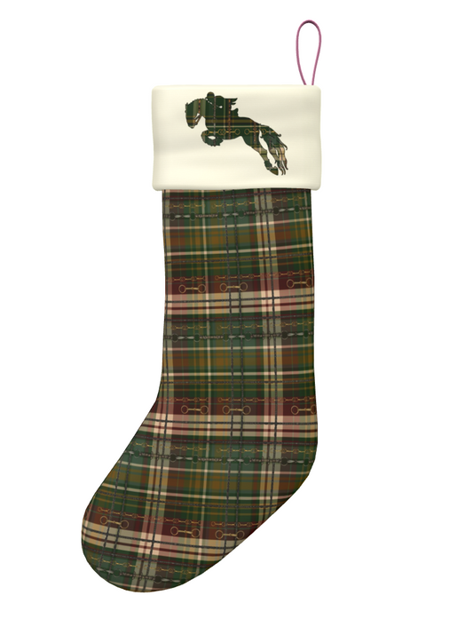 Red and Green Equestrian Plaid Christmas Stocking