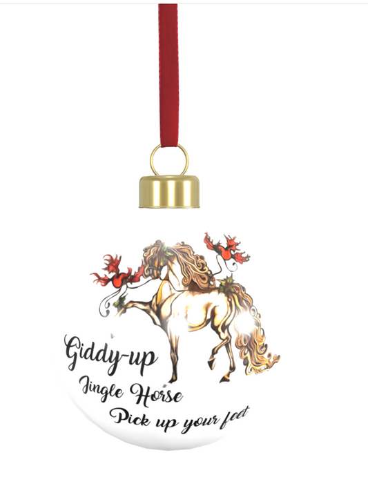 Giddy Up, Bone China Ornament, Equestrian Christmas Tree Decor