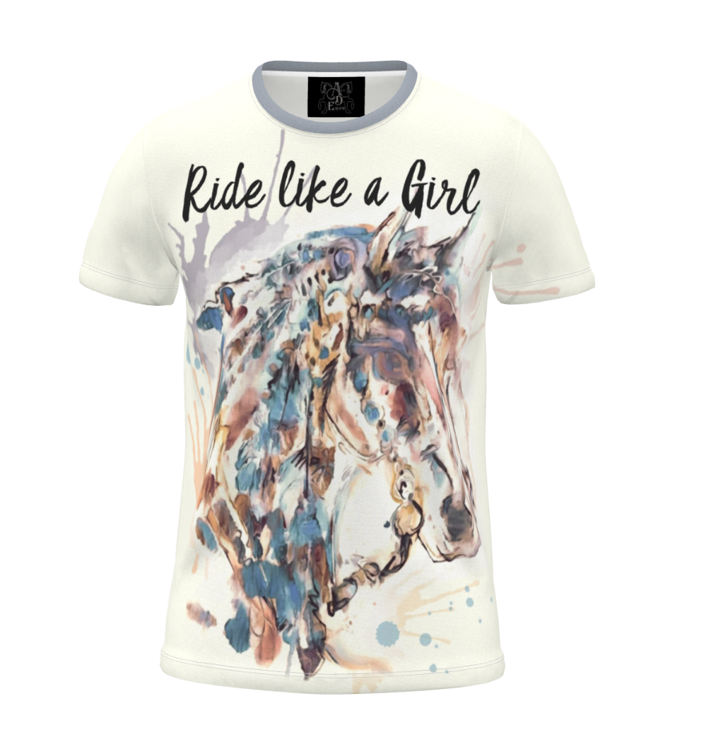 Ride Like a Girl Watercolor Horse Equestrian T Shirt