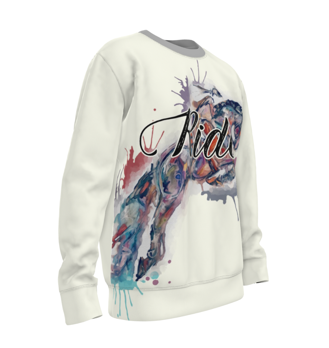 Ride Jumping Horse Watercolor Art Equestrian Sweatshirt