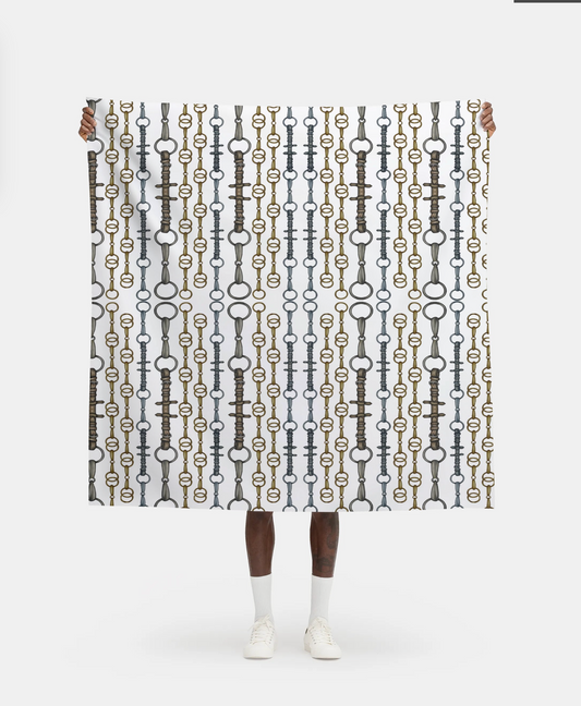 White Linear Bit Pattern Fabric