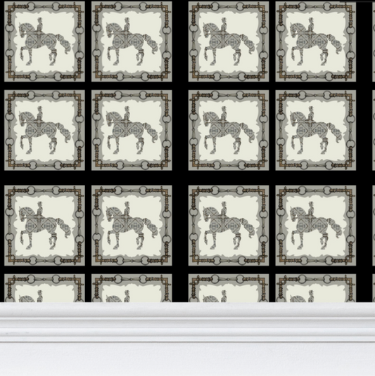 Dressage Horse Wallpaper Elegant Gray and Black Equestrian Home Decor