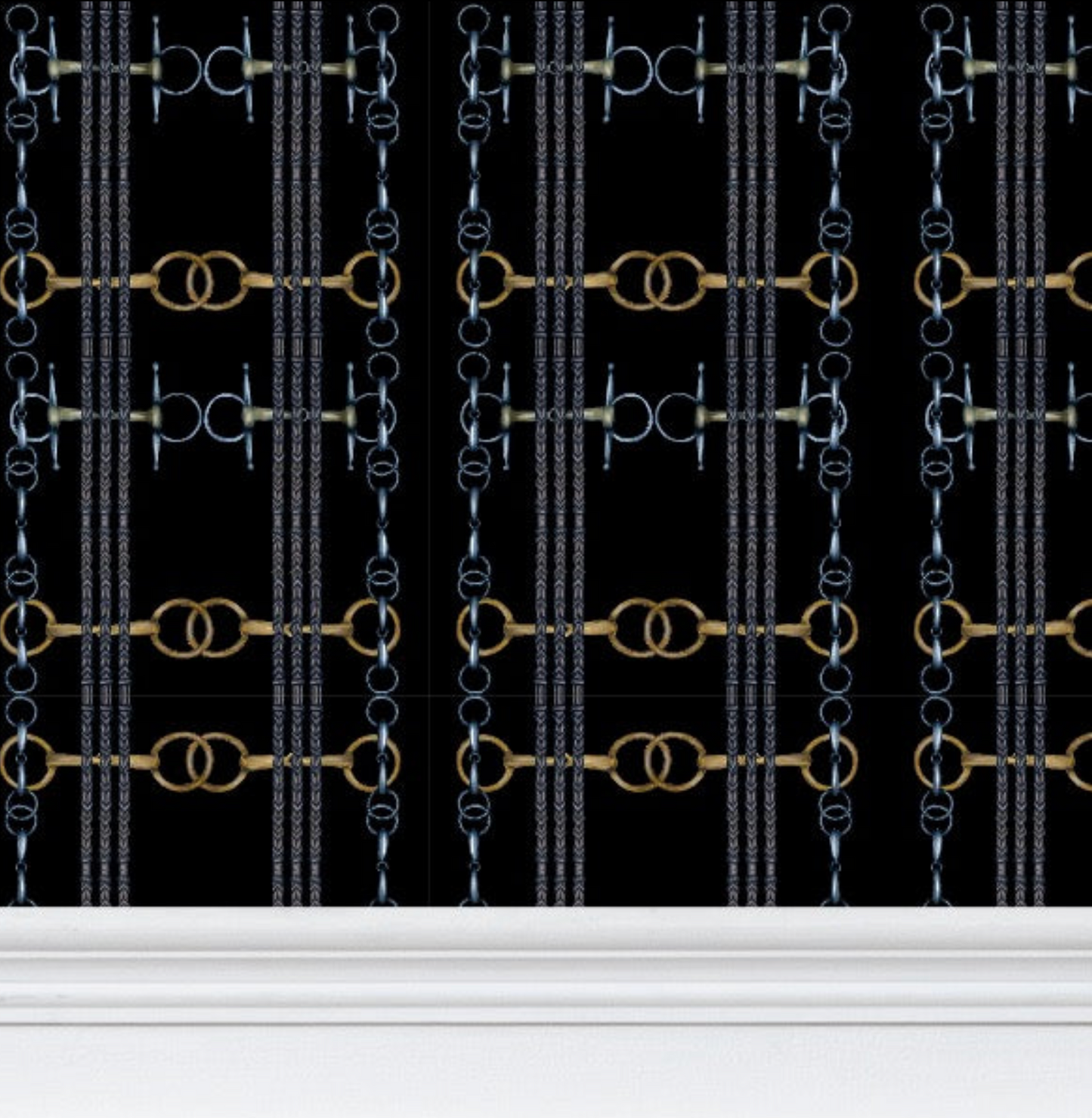 Black Bit and Reins Wallpaper Equestrian Home Decor