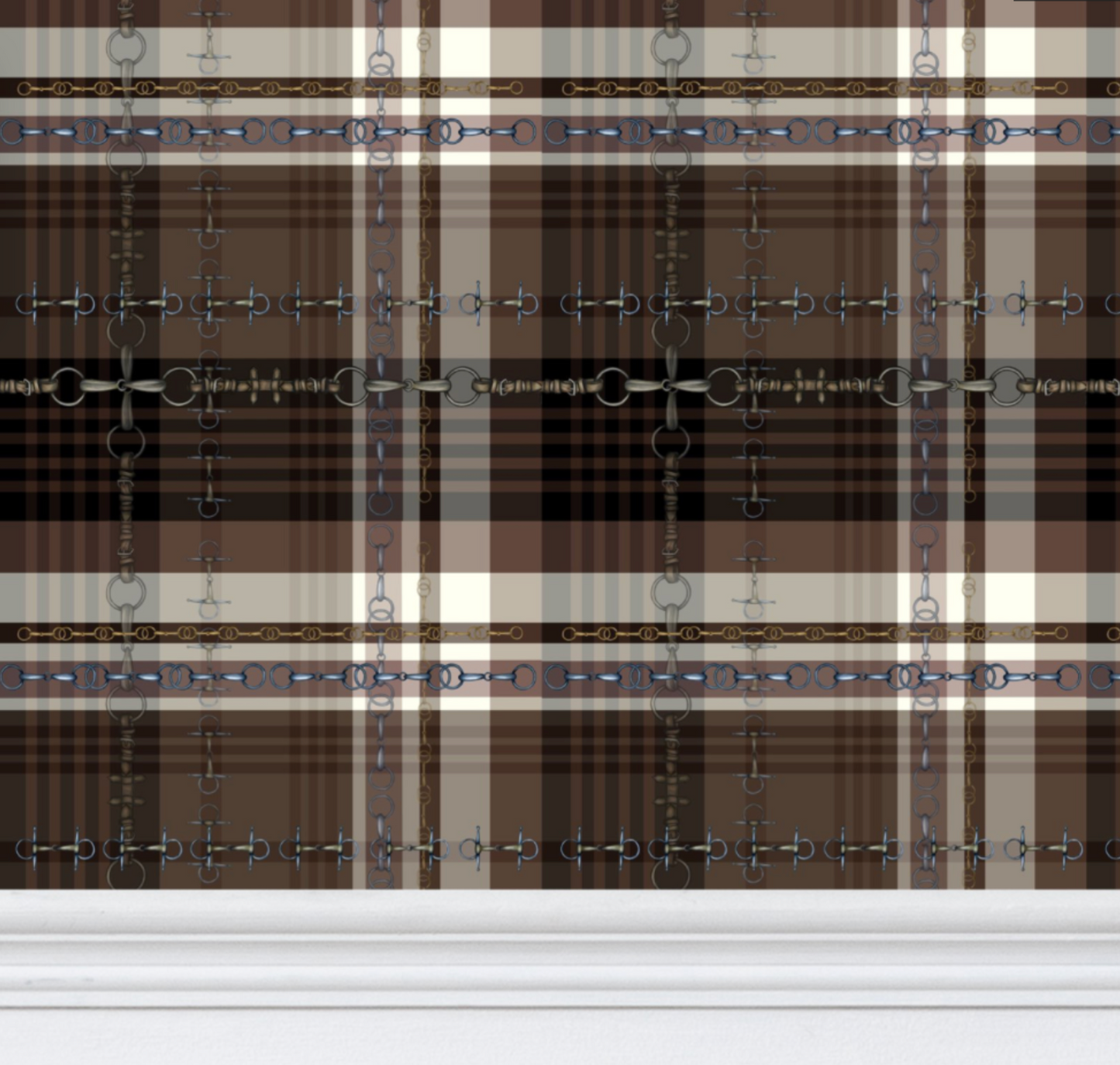 Brown and Black Plaid Wallpaper Equestrian Home Decor