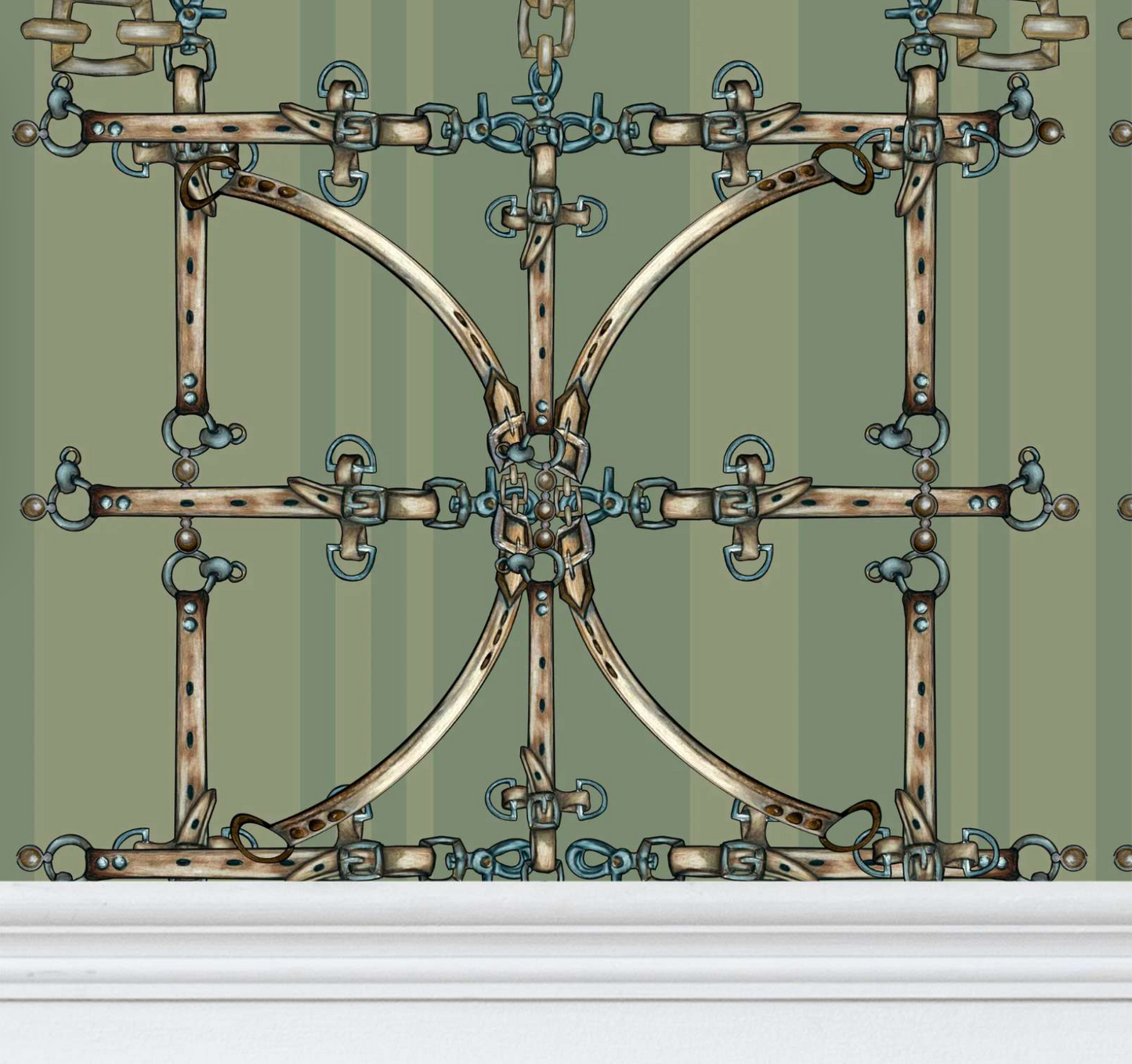 Sage Snaffle Bit Equestrian Luxury  Wallpaper Equestrian Home Decor