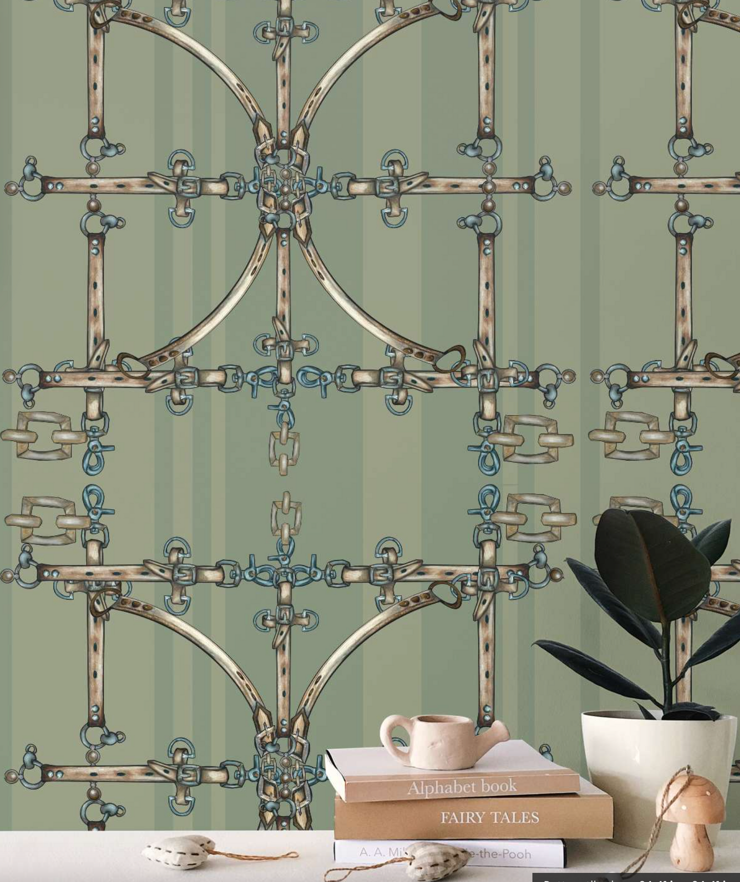 Sage Snaffle Bit Equestrian Luxury  Wallpaper Equestrian Home Decor