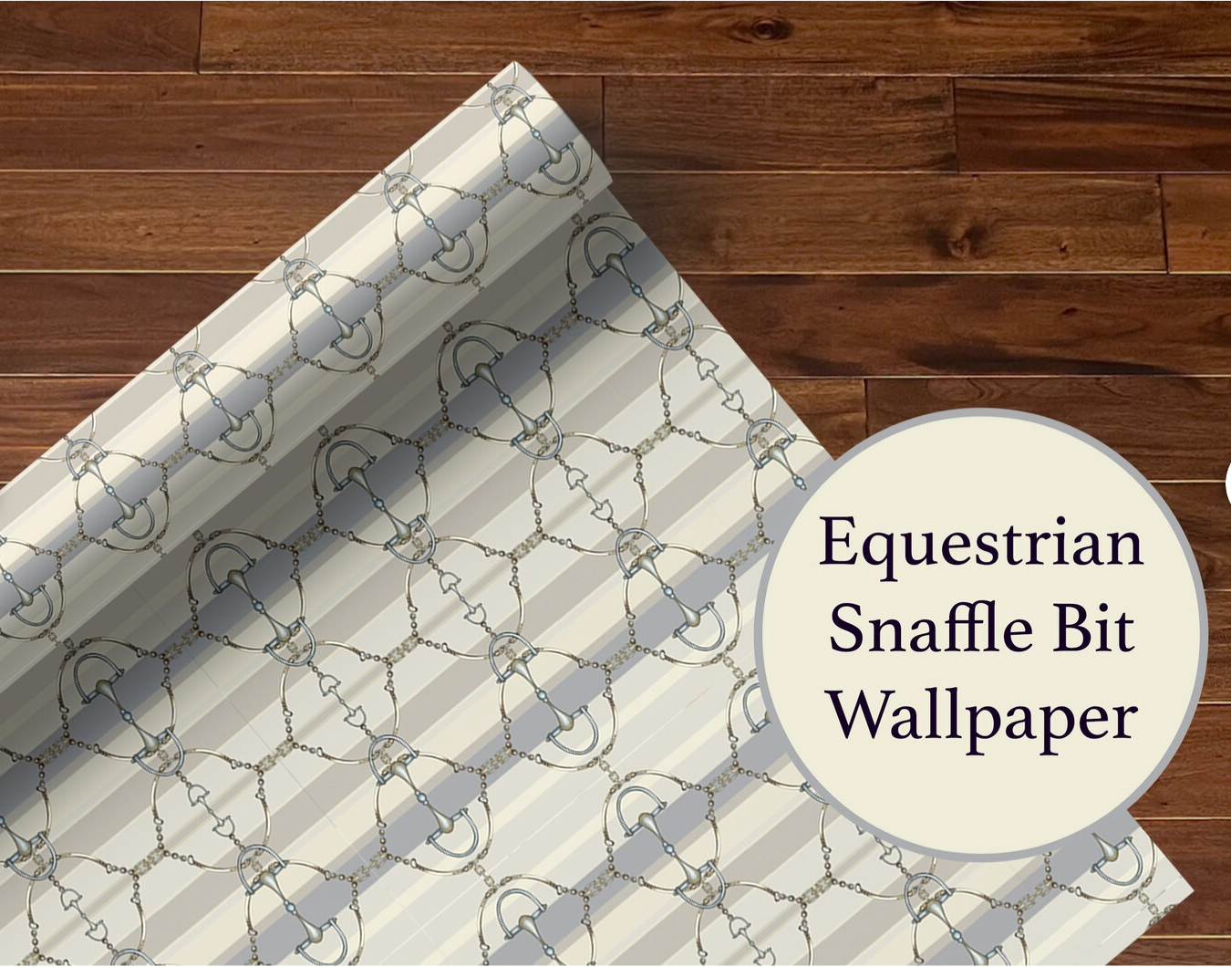 Blue and Cream Equestrian Luxury  Wallpaper Equestrian Home Decor